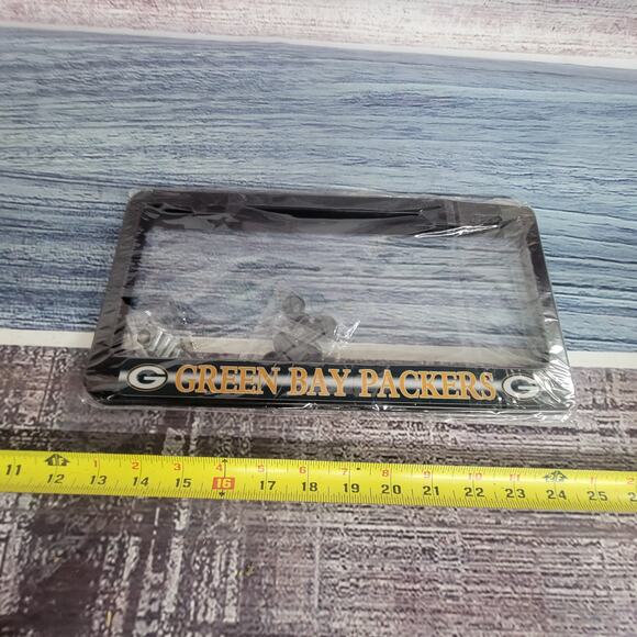 New Green Bay packers plate holder tin front and rear w/screws - Picture 1 of 5